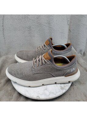 Skechers Shoes Mens Size 11.5 Garza Romano Taupe Canvas Slip On Sneakers